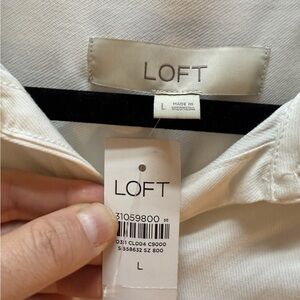NWT LOFT White Button Down Blouse With Pockets
